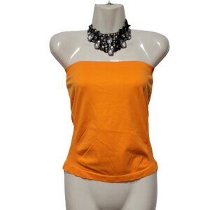 Strapless Orange Long Tube Tank Top Stretchy Tube Top Camisole